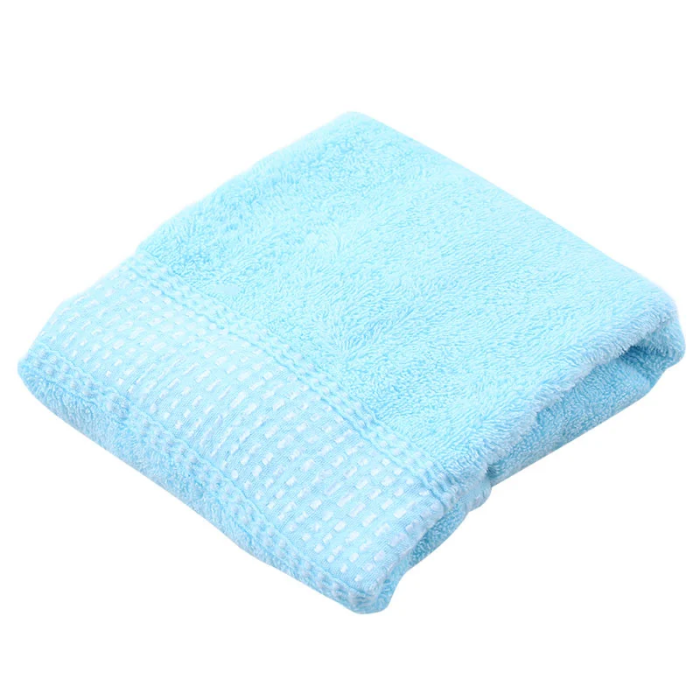 ผ้าขนหนูสีพื้นทอลาย ขนาด 14 x 30 นิ้ว สีฟ้า
