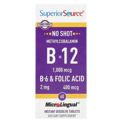 Methylcobalamin B-12, B-6 & Folic Acid, 60 MicroLingual® Instant Dissolve Tablets