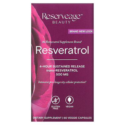 Resveratrol, trans-resveratrol, 500 mg, 60 veggie capsules by ...