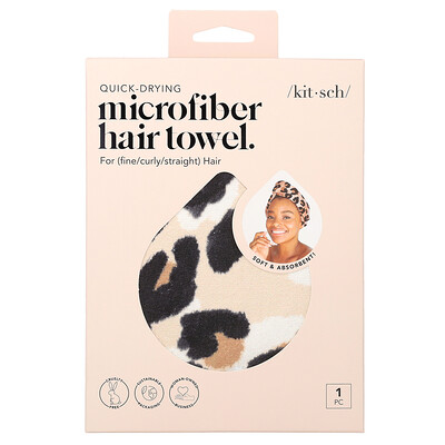 Quick Drying, Microfiber Hair Towel, Leopard, 1 Piece
