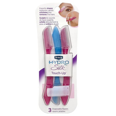Hydro Silk Touch Up, Assorted Colors, 3 Disposable Razors