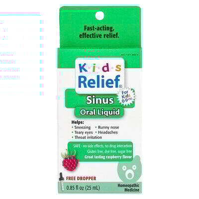 Kids Relief, Sinus Oral Liquid, For Kids 0-9 Yrs, Raspberry , 0.85 fl oz (25 ml)