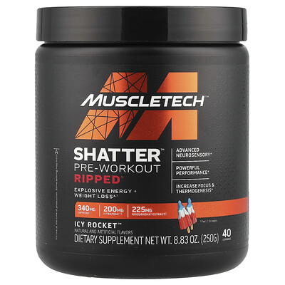 Shatter™ Pre-Workout, Ripped®, Icy Rocket™, 8.83 oz (250 g)