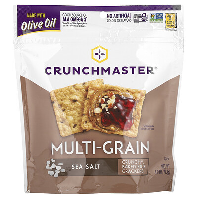 Multi-Grain, Crunchy Baked Rice Crackers, Sea Salt, 4 oz (113 g)