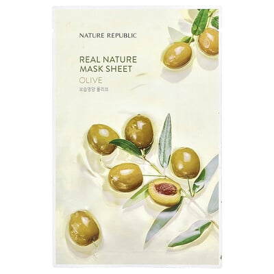 Real Nature Beauty Mask Sheet, Olive, 1 Sheet, 0.77 fl oz (23 ml)
