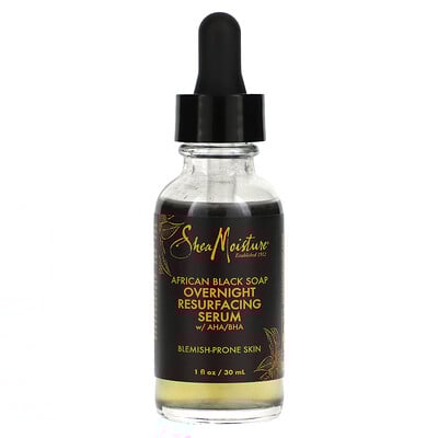 African Black Soap, Overnight Resurfacing Serum With AHA/BHA, 1 fl oz (30 ml)