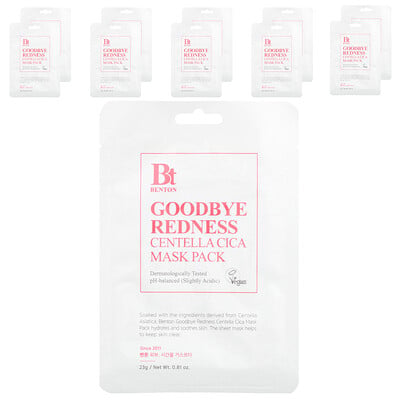 Goodbye Redness Centella Cica Beauty Mask Pack, 10 Sheets, 0.81 oz (23 g) Each