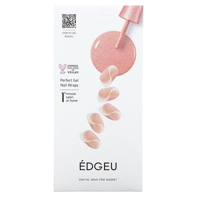 Perfect Gel Nail Wraps, ENA 145 Wave Pink Magnet, 19 Piece Set