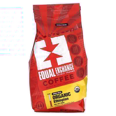 Organic Coffee, Ethiopian, Whole Bean, Full City Roast, 12 oz (340 g)