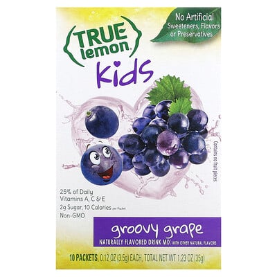 True Lemon, Kids Drink Mix, Groovy Grape, 10 Packets, 0.12 oz (3.5 g) Each