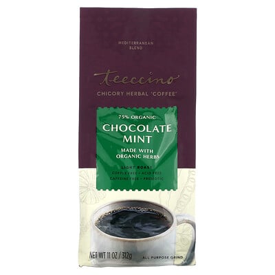 Organic Chicory Herbal 'Coffee', Chocolate Mint, Light Roast, Caffeine Free, 11 oz (312 g)