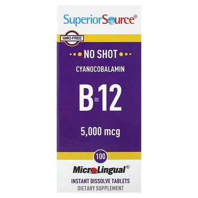B-12 (Cyanocobalamin), 5,000 mcg, 100 MicroLingual Instant Dissolve Tablets