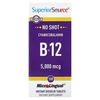 B-12 (Cyanocobalamin), 5,000 mcg, 100 MicroLingual Instant Dissolve Tablets