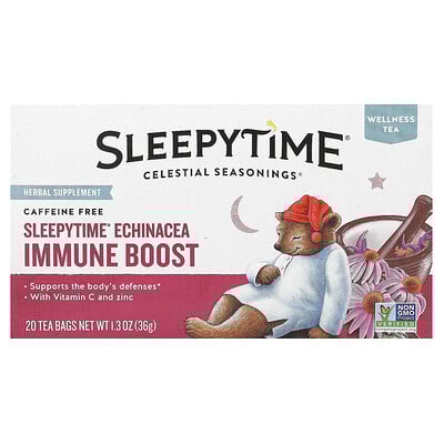 Wellness Tea, Sleepytime Echinacea Immune Boost, Caffeine Free, 20 Tea Bags, 1.3 oz (36 g)