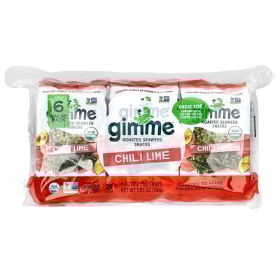 Roasted Seaweed Snacks, Chili Lime, 6 Pack, 0.17 oz (5 g) Each