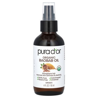 Organic Baobab Oil, 4 fl oz (118 ml)