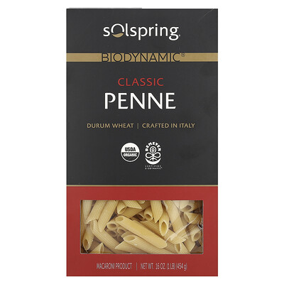 Solspring, Biodynamic, Classic Penne, 16 oz (454 g)