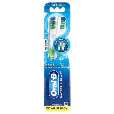 Bacteria Blast Toothbrush, Medium, 2 Toothbrushes