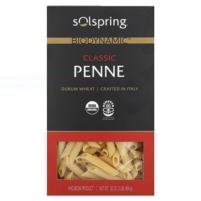 Solspring, Biodynamic, Classic Penne, 16 oz (454 g)