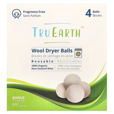 Wool Dryer Balls, Fragrance-Free, 4 Balls