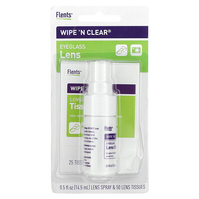 Wipe 'N Clear, Eyeglass Lens Cleaner, 50 Wipes, 1 Spray, 0.5 fl oz (14.5 ml)