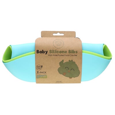 Baby Silicone Bibs, Cloud Nine, Newborn - 4 Years, 2 Pack