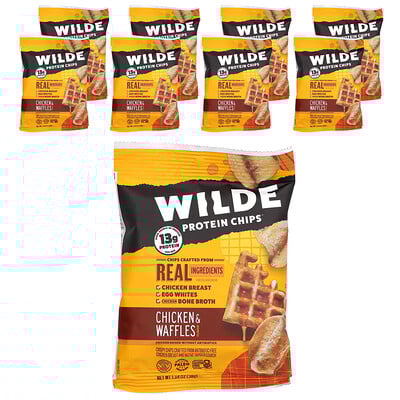 Protein Chips, Chicken & Waffles, 8 Bags, 1.34 oz (38 g) Each