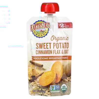 Organic Wholesome Breakfast Puree, 6+ Months, Sweet Potato Cinnamon Flax & Oat, 4 oz (113 g)