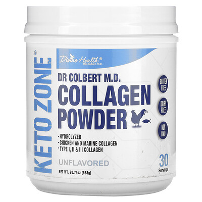 Dr. colbert's keto zone, collagen powder, unflavored, 20.74 oz (588 g ...