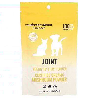 Joint, Certified Organic Mushroom Powder, For 25 lb Pet, For Dogs and Cats, 3.57 oz (100 g)