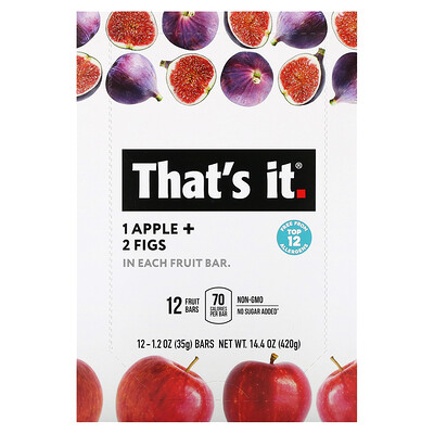 Fruit Bar, Apple + Figs, 12 Bars, 1.2 oz (35 g) Each