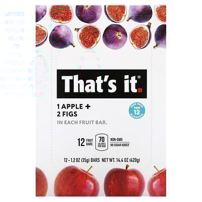 Fruit Bar, Apple + Figs, 12 Bars, 1.2 oz (35 g) Each
