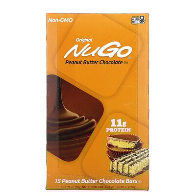 Original Peanut Butter Chocolate Bars, 15 Bars, 1.76 oz (50 g) Each