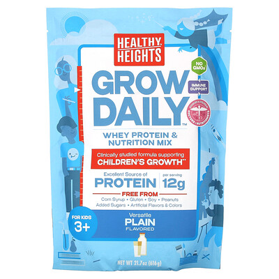 Grow Daily, Whey Protein & Nutrition Mix, For Kids 3+, Plain, 21.7 oz (616 g)