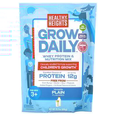 Grow Daily, Whey Protein & Nutrition Mix, For Kids 3+, Plain, 21.7 oz (616 g)