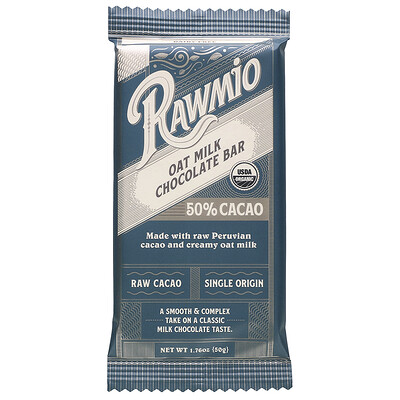 Oat Milk Chocolate Bar, 50% Cacao, 1.76 oz (50 g)