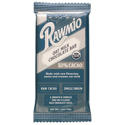 Oat Milk Chocolate Bar, 50% Cacao, 1.76 oz (50 g)