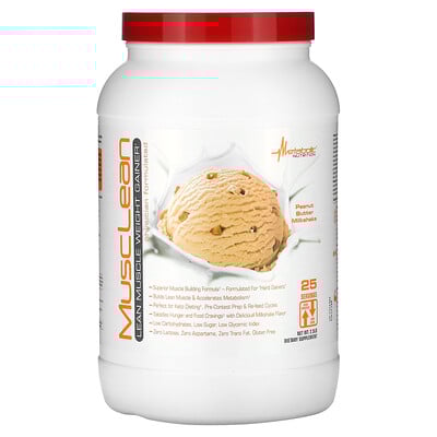 MuscLean, Lean Muscle Weight Gainer, Peanut Butter Milkshake, 2.5 lb