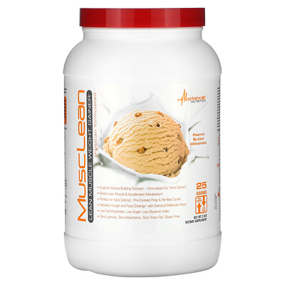 MuscLean, Lean Muscle Weight Gainer, Peanut Butter Milkshake, 2.5 lb