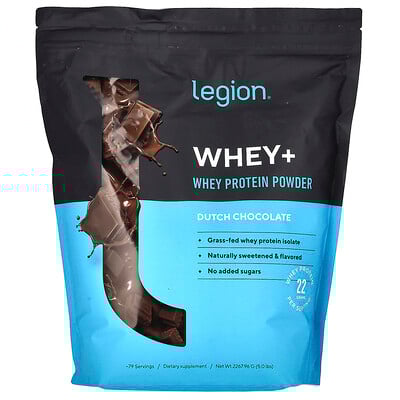 Whey+, Whey Protein Powder, Dutch Chocolate, 5 lbs (2267.96 g)