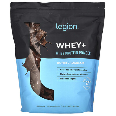 Whey+, Whey Protein Powder, Dutch Chocolate, 5 lbs (2267.96 g)