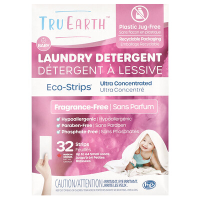 Eco-Strips®, Laundry Detergent, Ultra Concentrated, Fragrance-Free, For Babies, 32 Strips