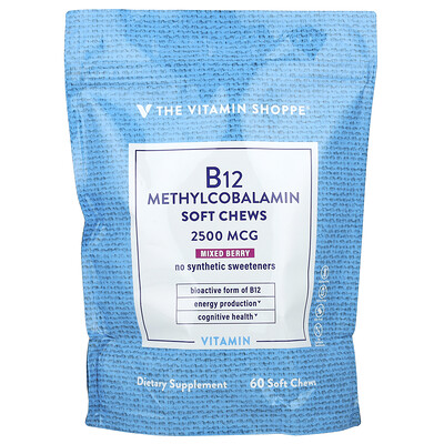 Vitamin B12, Methylcobalamin, Mixed Berry, 2,500 mcg, 60 Soft Chews