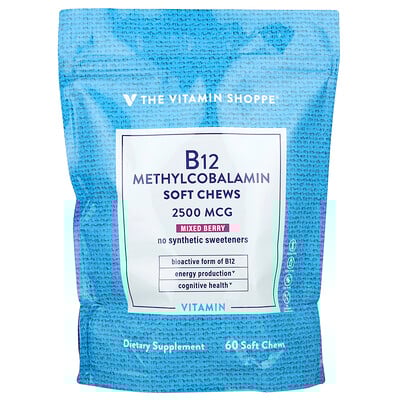 Vitamin B12, Methylcobalamin, Mixed Berry, 2,500 mcg, 60 Soft Chews