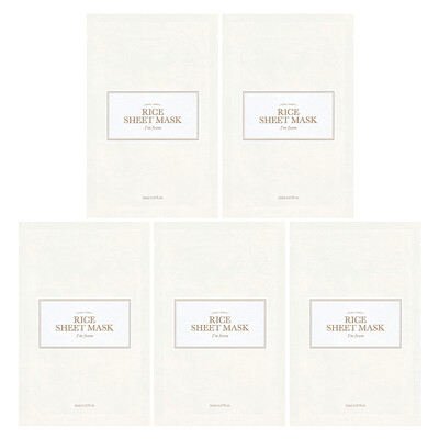 Rice Beauty Sheet Mask, 5 Sheets, 0.67 fl oz (20 ml) Each
