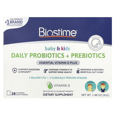 Baby & Kids, Daily Probiotics + Prebiotics, Newborn to 6 Years, Flavorless, 28 Sachet Packets, 0.05 oz (1.5 g) Each