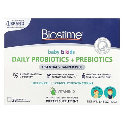 Baby & Kids, Daily Probiotics + Prebiotics, Newborn to 6 Years, Flavorless, 28 Sachet Packets, 0.05 oz (1.5 g) Each