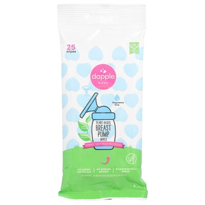 Plant-Based Breast Pump Wipes, Fragrance Free, 25 Wipes
