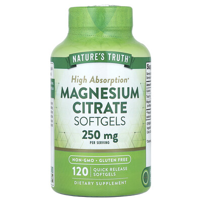 Magnesium Citrate, 250 mg, 120 Quick Release Softgels (125 mg per Softgel)