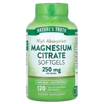 Magnesium Citrate, 250 mg, 120 Quick Release Softgels (125 mg per Softgel)